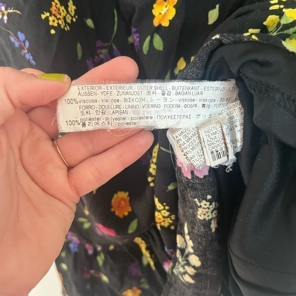 Zara Viscose Black Floral Print Long Sleeve Ruffled Mini Dress - Picture 12 of 12